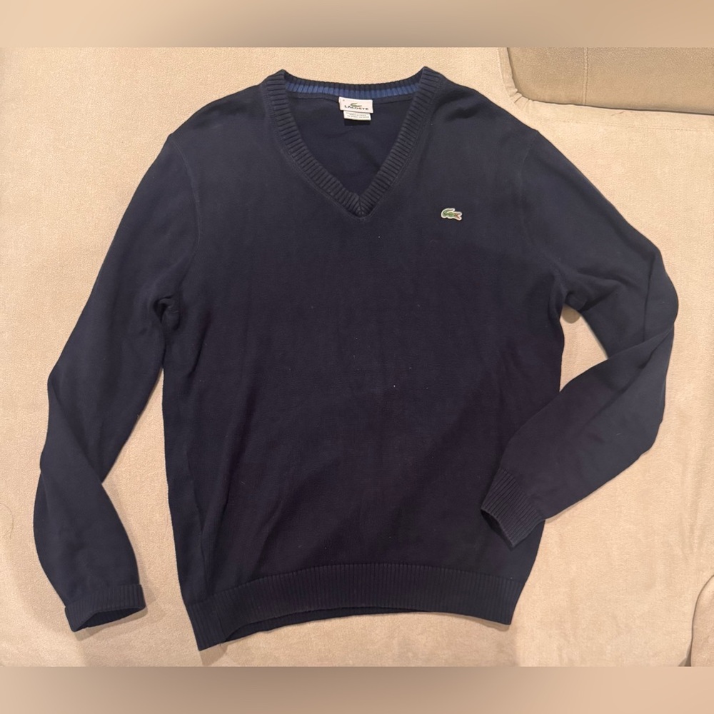 Lacoste Men's Dark Blue V-Neck Sweater